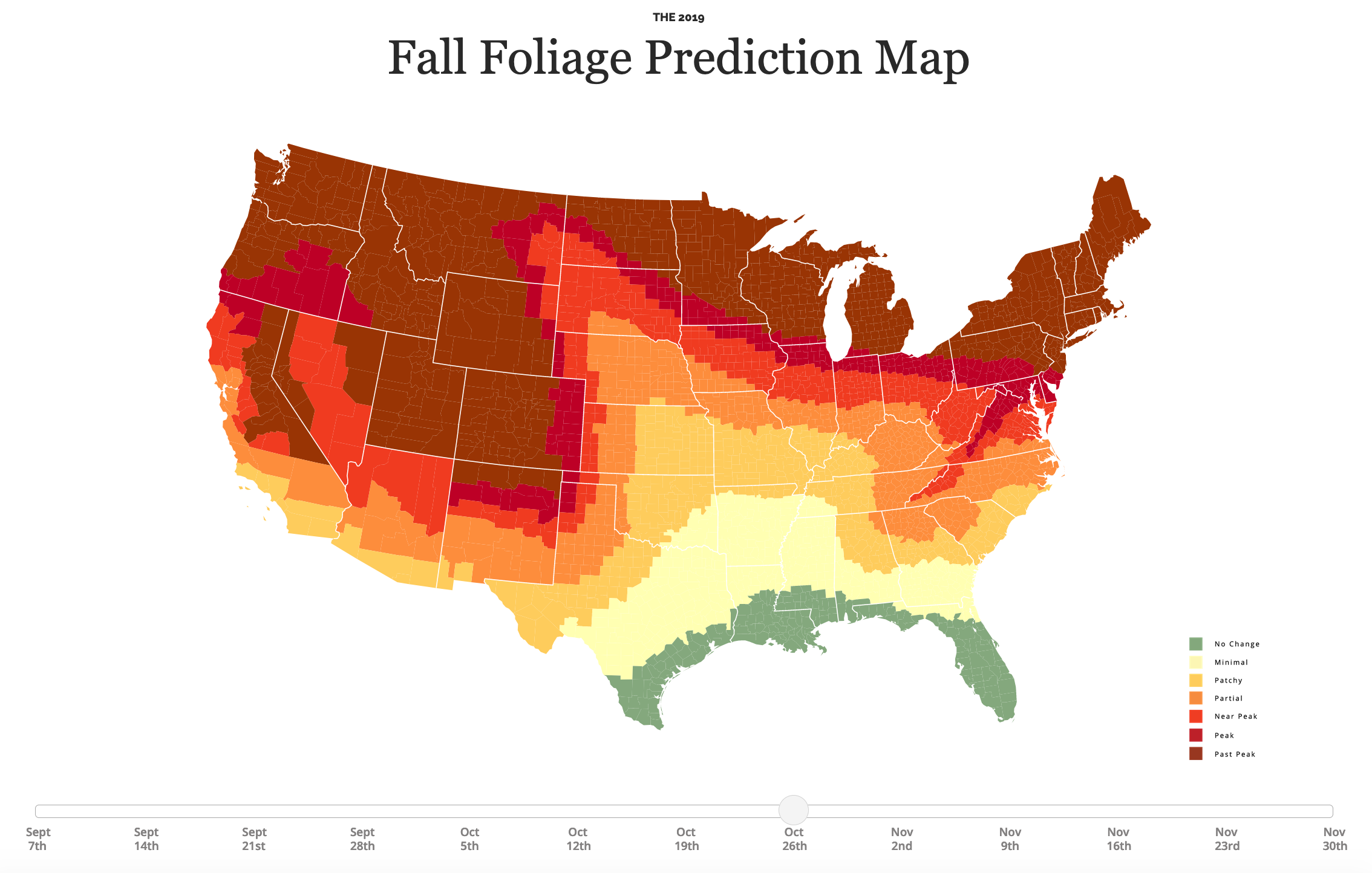 2019 Fall foliage prediction map