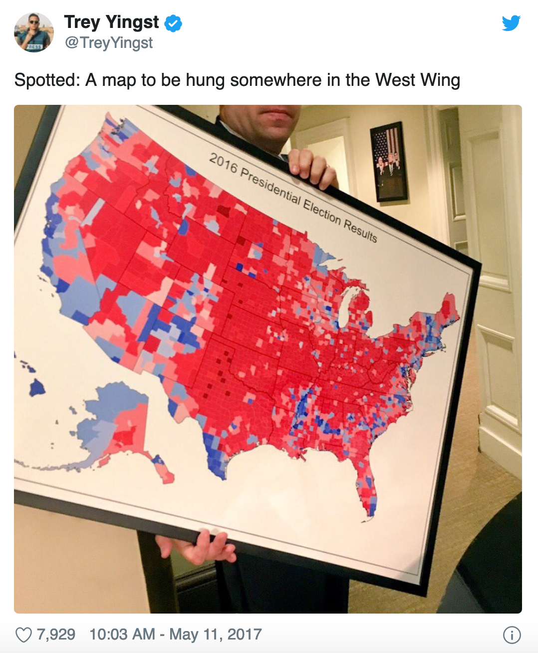 White House framed map of election results